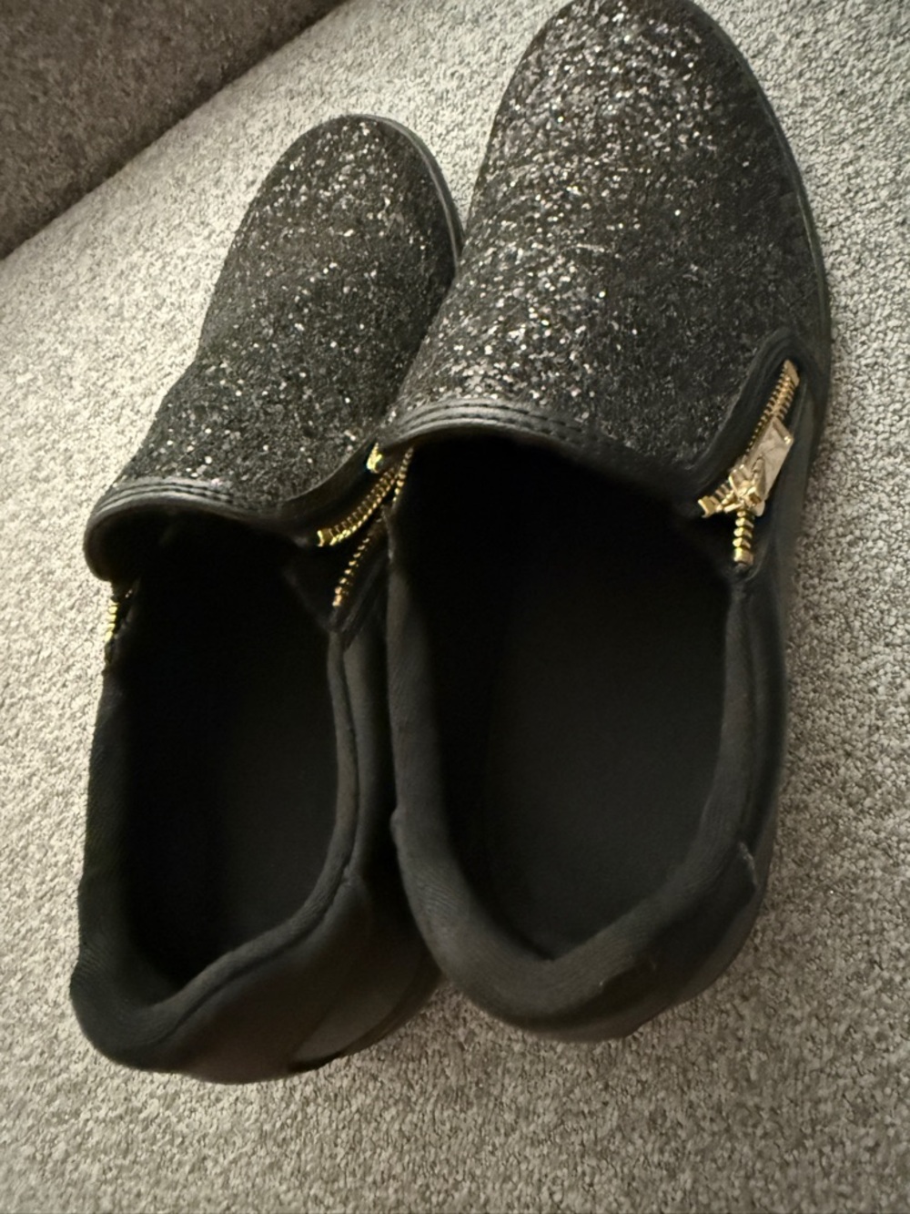 Glitter Slip-On Sneaker Aldo Men’s 9 Black Gold Zip Party Night Out Dressy